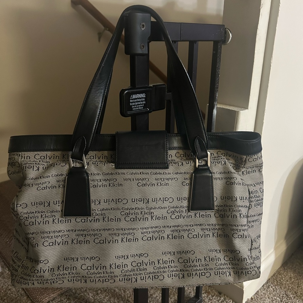 Rare vintage Y2K Calvin Klein bag canavas and black leather